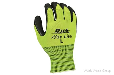 Ruf-flex Lite Hi-Vis Lime Rubber Palm Coated String Knit Gloves, Large | 15633HLEL