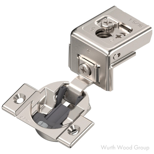 Blum Compact 31C Soft-Close BLUMOTION 1-5/16" Overlay Face-Frame Hinges Nickel, 107° Screw-On - 31C355B21 | 31C355B21
