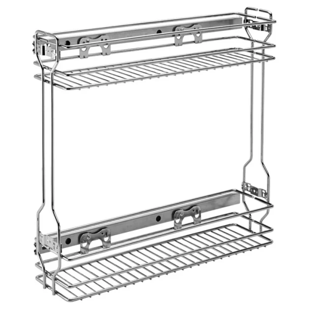 Rev-A-Shelf 548 Chrome 5-1/2" 2-Shelf Base Cabinet Pullout Organizer with Standard Slides, 548-06CR-1, 5.5X19.75X19.5 | 54806CR