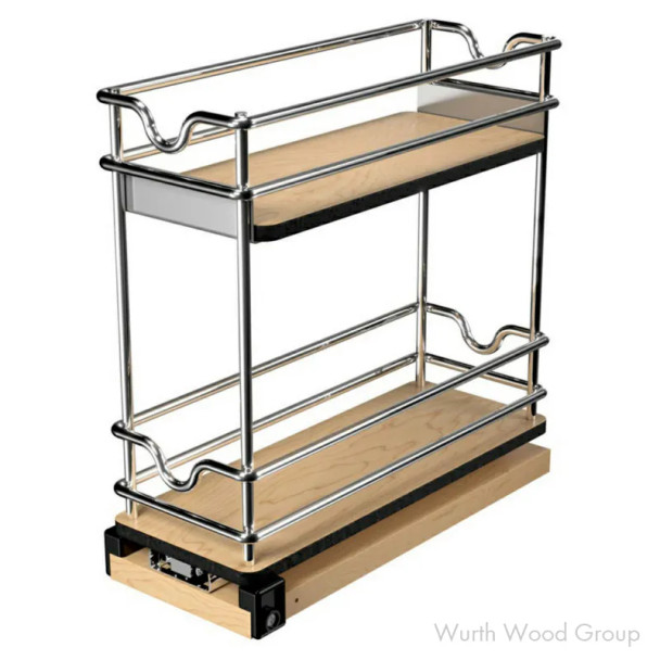 Rev-A-Shelf 5WU Polished Chrome 2-Shelf Upper Cabinetry Accessories 4-13/32" W x 10-1/2" H, 5WU2-5W1-1 | 5WU25W11
