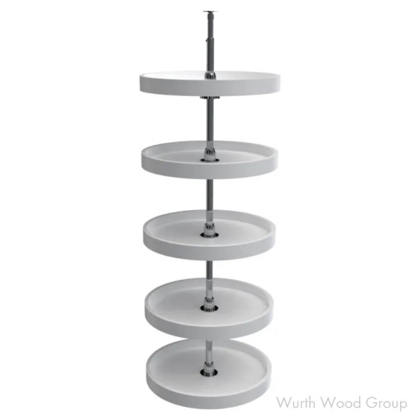 Rev-A-Shelf 6065 18" D White Polymer Full Circle Independently Rotating Pantry Lazy Susan, 5 Tray Set with Hardware, 6065-18-11-52 | 6065181152