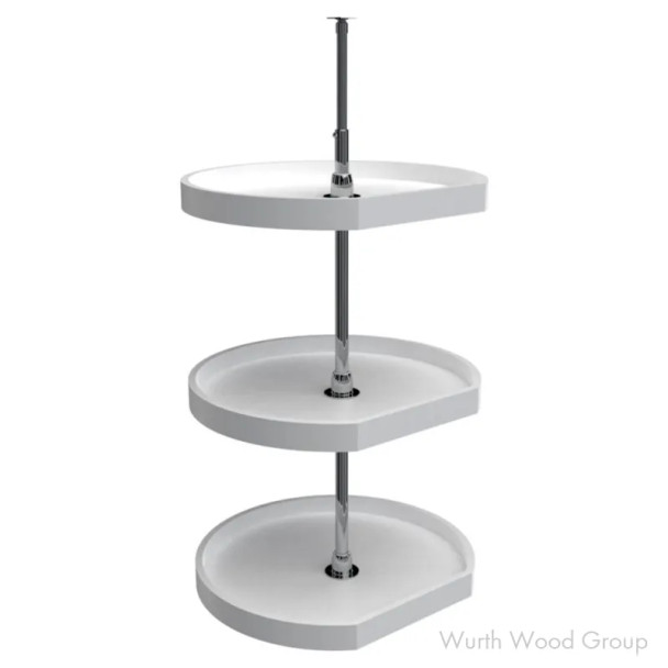 Rev-A-Shelf 6273 22" D White Polymer D-Shape Lazy Susan Independently Rotating, 3 Tray Set with Hardware, 6273-22-11-536 | 62732211536