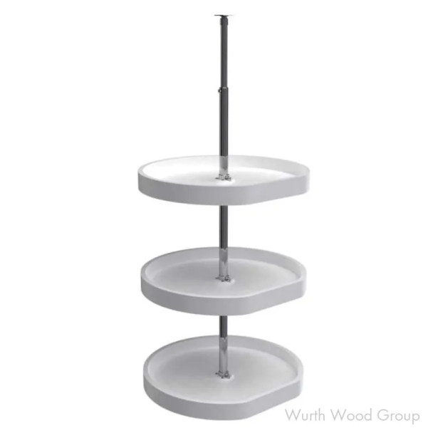 Rev-A-Shelf 7013 20" D White Polymer D-Shape Lazy Susan, Dependently Rotating  3 Tray Set with Hardware, 7013-20-11-526 | 70132011526