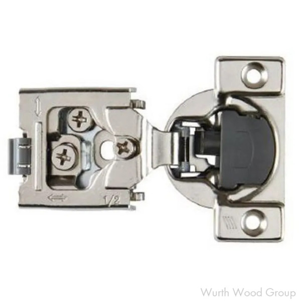 Hettich Optimat Self-Close 1-1/4" Overlay 3D Face-Frame Hinges Nickel, 105° Dowel - 9285008 | 9285008