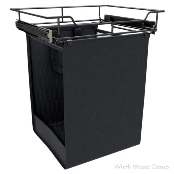 18" Wide Pull-Out Hamper with Canvas Bag, Powder-Coated Finish | CSOHSL181