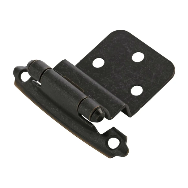 Belwith Keeler Hickory Hardware Self-Close 3/8" Inset Face Mount Hinge, Screw-on Oil Rubbed Bronze Highlighted - P243-OBH