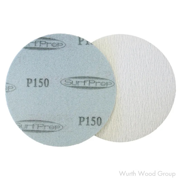 SurfPrep 5" 320 Grit No Hole Aluminum Oxide Hook & Loop Sanding Disc on Film, Silver | SP5HLF320