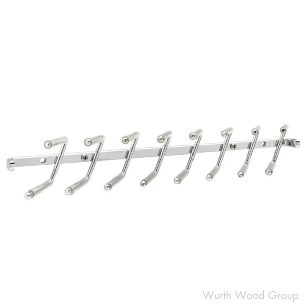 Sidelines Deluxe Chrome 1-5/8"W x 13-15/32"D Wall Mount Tie Rack, Steel - TRCSL-14NS-CR-1, 14" | TRCSL14NSCR1