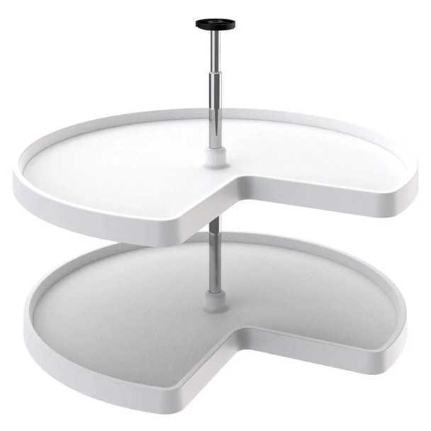 Rev-A-Shelf 3472 32" D White Value Polymer Kidney Lazy Susan Independently Rotating, 2 Tray Set with Hardware, 3472-32-11-52 | 3472321552