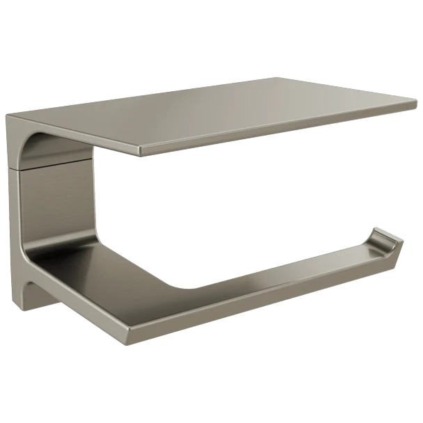 Liberty Hardware Pivotal Toilet Paper Holder with Shelf | Brilliance Stainless Steel | 79956SS