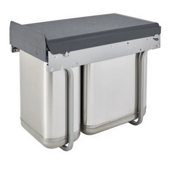 Top Mount Double 10 Liter/20 Liter Pullout Under-Sink Waste Container Stainless Steel | 8785302SS