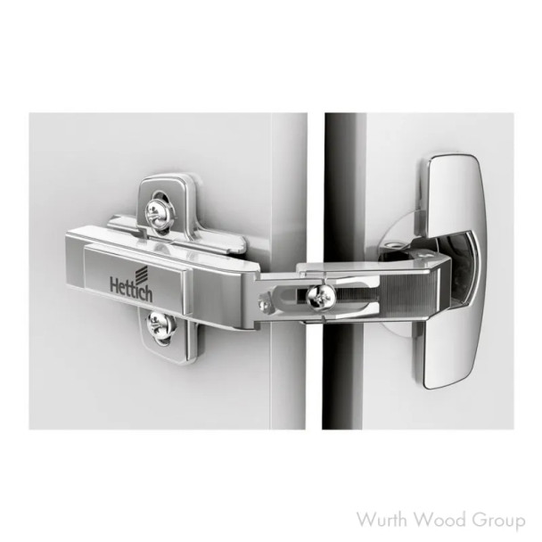 Hettich Intermat  Self-Close Overlay Face-Frame;Frameless Pie Cut Corner Hinge Nickel, 50° Dowel - 9090119, 65 DEGREE | 9090119
