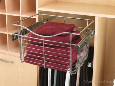 Rev-A-Shelf Pull Out Wire Baskets - CB Series - Satin Nickel 18", 18" W x 16" D x 11" H | CB181611SN3