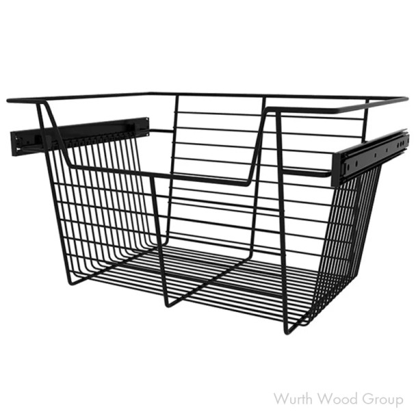 Sidelines Steel 18"W x 14"D x 10"H Side Mount Matte Black Closet Basket, CBSL-181410MB-3 | CBSL181410MB3