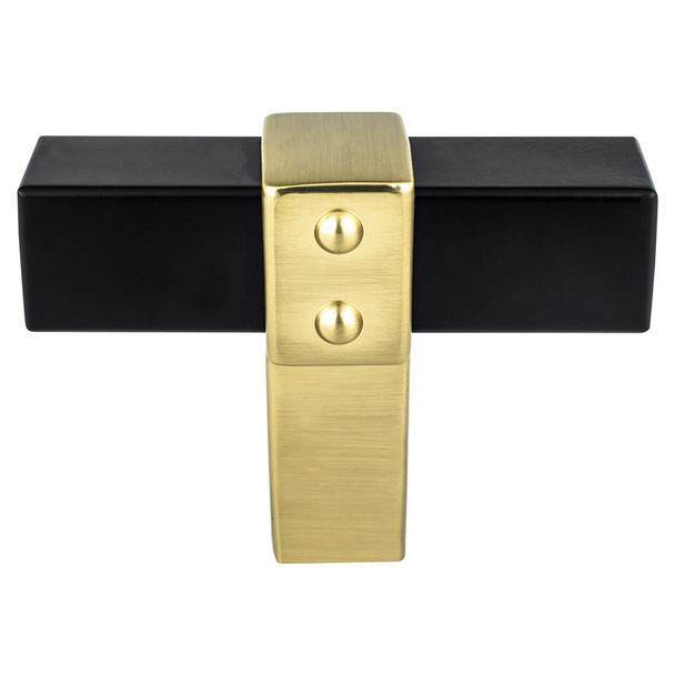 Berenson Rivet Rebel Series | Matte Black/Modern Brushed Gold 2" (51 mm) L x 23/32" (18 mm) W Knob, - 5108-455MDB-P | H5108455MDB