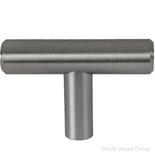 Wurth Bar Knob Series 1.97 in x 0.47 in Satin Nickel Steel T-Knob, / 10/Pack, 10 PACK | WR01000074