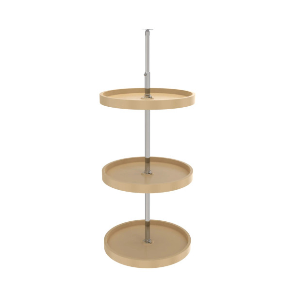 Rev-A-Shelf 6013 18" D Full Circle Almond Dependently Rotating Lazy Susan for Wall Cabinets, 3 Tray Set with Hardware, 6013-18-15-526 | 60131815526