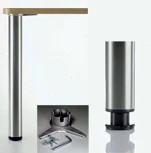 Steel Table Legs, 1-1/8" Adjustment 3" Diameter, Counter Height 34-1/4", Flat Black - Single Pack | 6208S19
