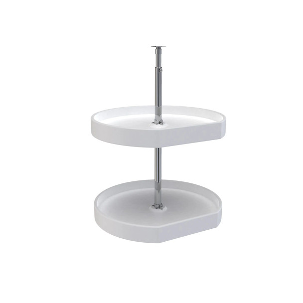 Rev-A-Shelf 7012 20" D White Polymer D-Shape Lazy Susan, Dependently Rotating  2 Tray Set with Hardware, 7012-20-11-52 | 7012201152