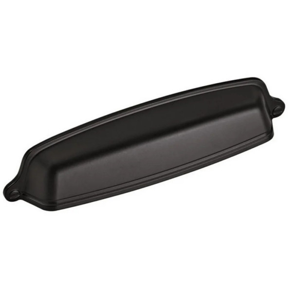 Amerock Stature Series 5-1/16 in (128 mm) Center to Center Matte Black Cup Pull, -BP22439FB | BP22439FB