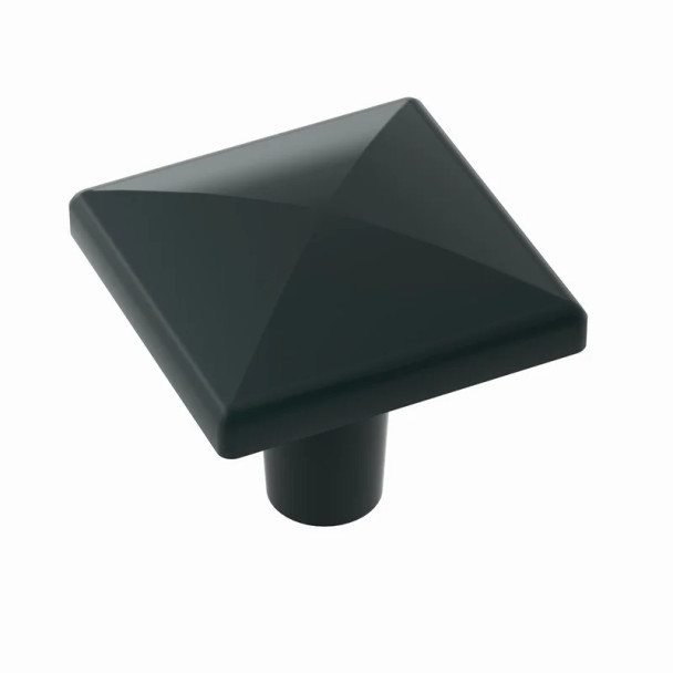 Amerock Extensity Series Matte Black 1-1/8 in (28.5 mm) L x 1-1/8 in (29 mm) W Knob, -BP29370FB | BP29370FB
