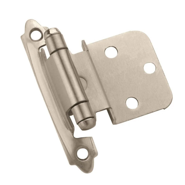 Amerock Self-Close 3/8" Inset Face Mount Hinge, Screw-on Satin Nickel, CM7128G10 | CM7128G10