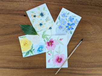 Hand Painted Floral Watercolor Postcards - 4 Pack (1)