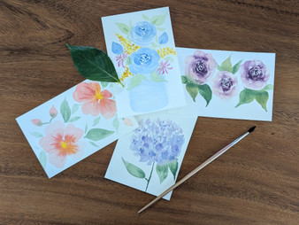 Hand Painted Floral Watercolor Postcards - 4 Pack (7)