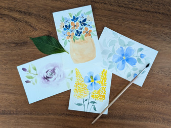 Hand Painted Floral Watercolor Postcards - 4 Pack (11)