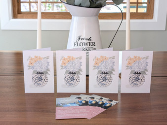 Floral Vase Watercolor Print Cards - Variation 2 (4 Pack)