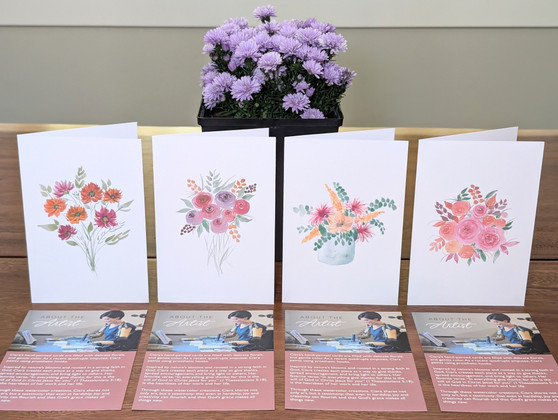 Floral Watercolor Print Cards - 4 Pack