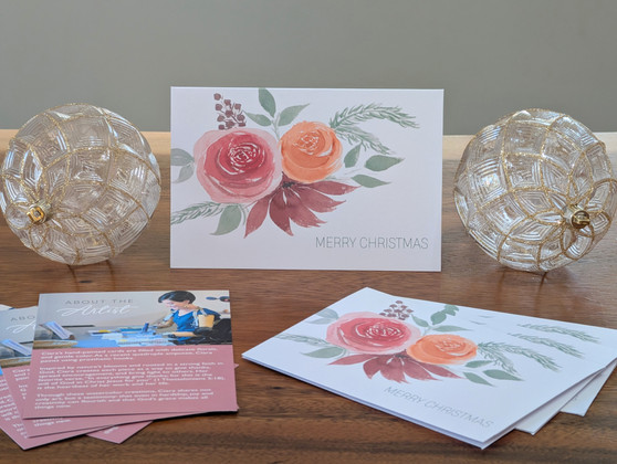 Christmas Watercolor Print Cards - Variation 2 (4 Pack)