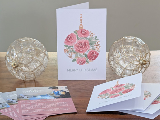 Christmas Watercolor Print Cards - Variation 3 (4 Pack)