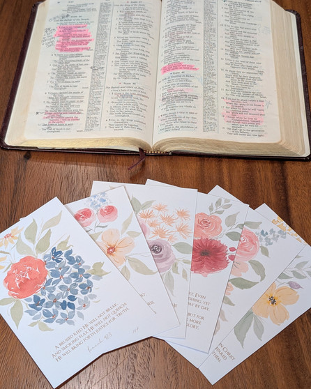 Floral Watercolor Memory Verse Cards - Set of 6