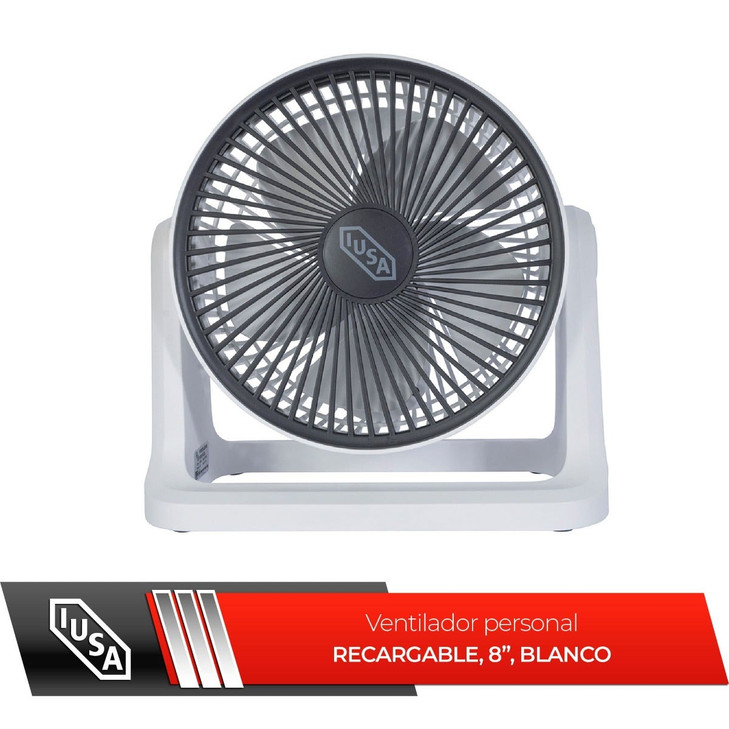 Ventilador personal recargable 8" blanco IUSA