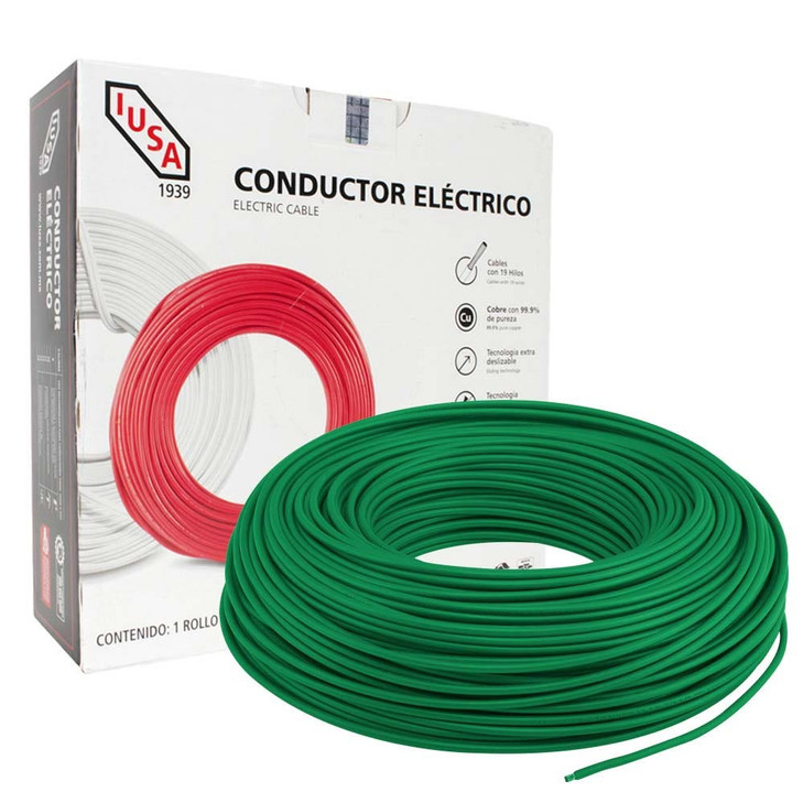 Cable THW-LS/THHW-LS CE RoHS 8 AWG IUSA, en caja color verde