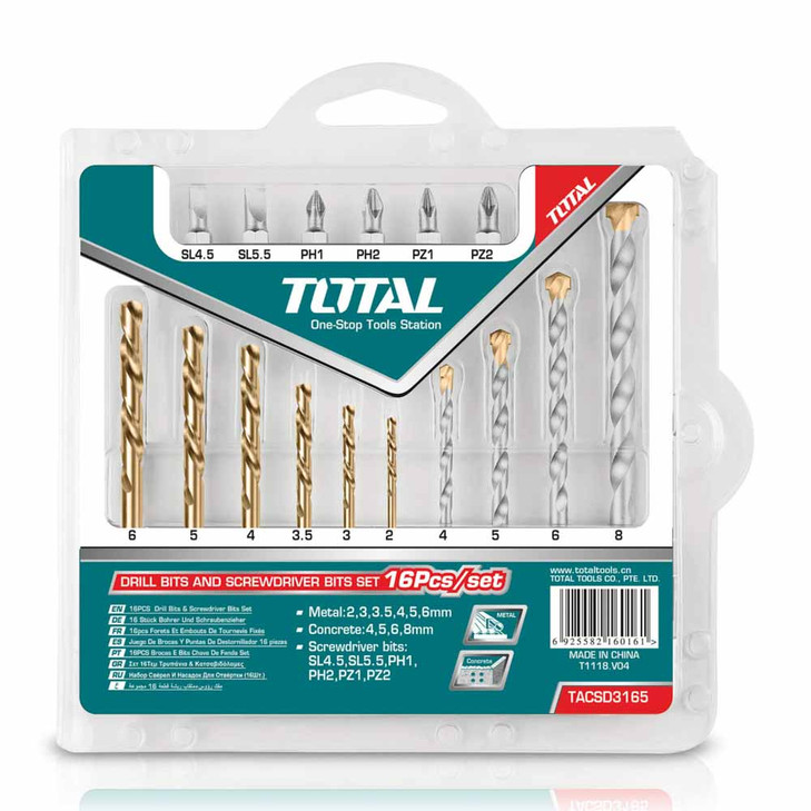 Juego de 10 Brocas para Metal y Concreto y 6 Puntas
