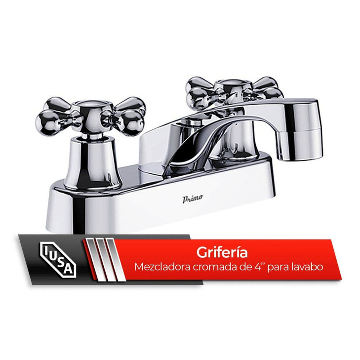 Mezcladora de 4” para Lavabo con Manerales de Cruceta, Primo Esencial, IUSA