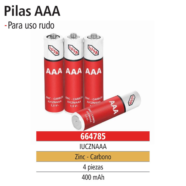 Pilas zinc - carbón AAA