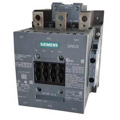 SIEMENS Contactor 3RT1054-6AF36

115A; 55KW

3 Pole Contactor

110-127 VAC/DC Coil

2NO/2NC