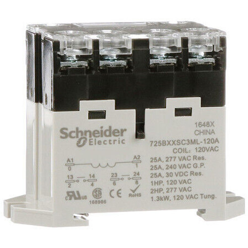 Schneider Electric 725BXXSC3ML-120A
Legacy Relay 
DPSTNO 
25A: 120VAC
DIN/Panel