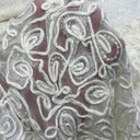 Chantilly Rope Pattern Lace Net Frill Dress Fabric, Cream