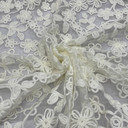 Chantilly Floral Rope Pattern Lace Net Frill Dress Fabric, Cream