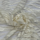 Chantilly Striped Sequin Lace Dress Fabric, Ivory