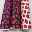 Red Poppy 100% Cotton Poplin Fabric Rose & Hubble Poppies Remembrance Day 45"