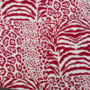 Safari Red Velvet Flock Cotton Panama Curtain Fabric, Cream