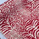 Safari Red Velvet Flock Cotton Panama Curtain Fabric, Cream