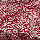 Safari Red Velvet Flock Cotton Panama Curtain Fabric, Cream