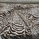 Safari Brown Velvet Flock Cotton Panama Curtain Fabric, Cream