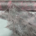 Snowflake Glitter Organza Fabric, Pink
